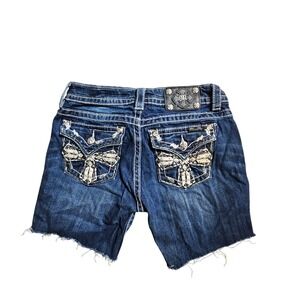 Miss Me Womens Rhinestones Embellished Bermuda Short Distressed 29 Upcycled Boho